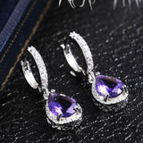 HUAMI Purple Gem Drop Earrings for Women Wedding Gift Zircon Earring