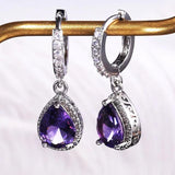 HUAMI Purple Gem Drop Earrings for Women Wedding Gift Zircon Earring