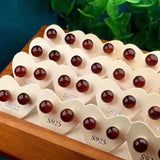 Natural Garnet Bead Stud Earrings 925 Silver Healing Gems Party Jewelry