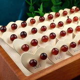 Natural Garnet Bead Stud Earrings 925 Silver Healing Gems Party Jewelry