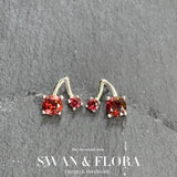 Natural Garnet Sterling Silver Stud Earrings for Women Jewelry Gift