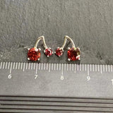 Natural Garnet Sterling Silver Stud Earrings for Women Jewelry Gift