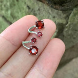 Natural Garnet Sterling Silver Stud Earrings for Women Jewelry Gift