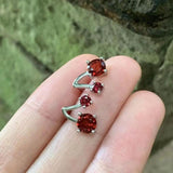 Natural Garnet Sterling Silver Stud Earrings for Women Jewelry Gift