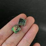 Natural SHELL 925 Sterling Silver Stud Earrings Red Stone