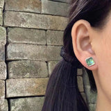 Natural SHELL 925 Sterling Silver Stud Earrings Red Stone