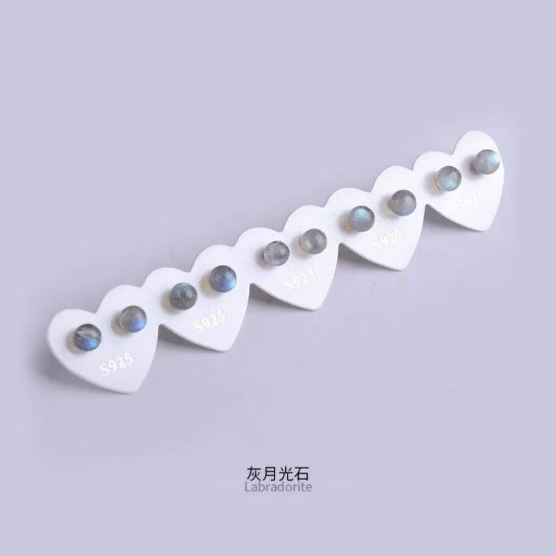 Classic Natural Stone Crystal Stud Earrings Healing Gems Party Jewelry