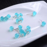 Classic Natural Stone Crystal Stud Earrings Healing Gems Party Jewelry
