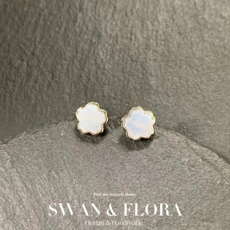 Agate 925 Sterling Silver Stud Earrings for Women Jewelry Gift
