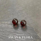 Natural Amber 925 Sterling Silver Stud Earrings for Women Jewelry