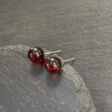 Natural Amber 925 Sterling Silver Stud Earrings for Women Jewelry