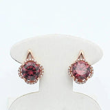 Purple Gem Flower Earrings 14K Rose Stud Jewelry