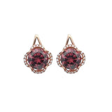 Purple Gem Flower Earrings 14K Rose Stud Jewelry