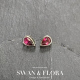 Natural Garnet 925 Sterling Silver Stud Earrings for Women