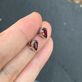 Natural Garnet 925 Sterling Silver Stud Earrings for Women
