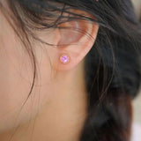 Gem Pink Stud Earrings for Women Classic Party Jewelry