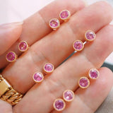 Gem Pink Stud Earrings for Women Classic Party Jewelry