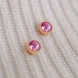 Gem Pink Stud Earrings for Women Classic Party Jewelry