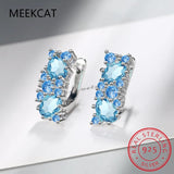 Natural Topaz 925 Silver Stud Earrings Women Gemstone Jewelry