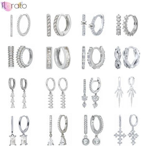 925 Silver Zirconia Hoop Earrings Crystal Pendant Wedding Jewelry