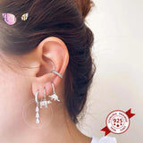 925 Silver Zirconia Hoop Earrings Crystal Pendant Wedding Jewelry