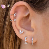 925 Silver Zirconia Hoop Earrings Crystal Pendant Wedding Jewelry