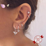 925 Silver Zirconia Hoop Earrings Crystal Pendant Wedding Jewelry