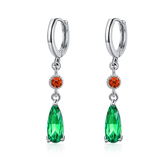 925 Silver CZ Emerald Hoop Earrings Women's Party Gift