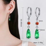 925 Silver CZ Emerald Hoop Earrings Women's Party Gift