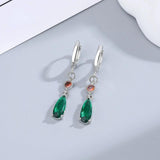 925 Silver CZ Emerald Hoop Earrings Women's Party Gift