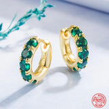Emerald Hoop Earrings Women Jewelry 18K 925 Silver