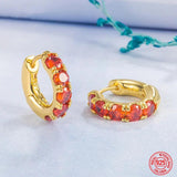 Emerald Hoop Earrings Women Jewelry 18K 925 Silver