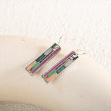 Vintage Silver 925 Rainbow Gemstone Drop Earrings for Women