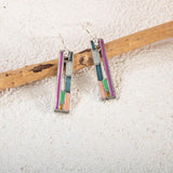 Vintage Silver 925 Rainbow Gemstone Drop Earrings for Women
