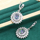 925 Silver Ear Clip Earrings For Women Multicolor Topaz Christmas Gift