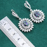 925 Silver Ear Clip Earrings For Women Multicolor Topaz Christmas Gift