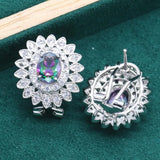 925 Silver Ear Clip Earrings For Women Multicolor Topaz Christmas Gift