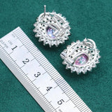 925 Silver Ear Clip Earrings For Women Multicolor Topaz Christmas Gift
