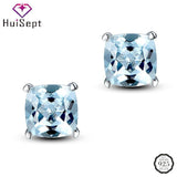 925 Silver Sapphire Stud Earrings for Women Wedding Party