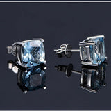 925 Silver Sapphire Stud Earrings for Women Wedding Party