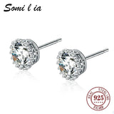 SOMILIA Gemstone Round Earrings S925 Silver Lucky Elf Studs