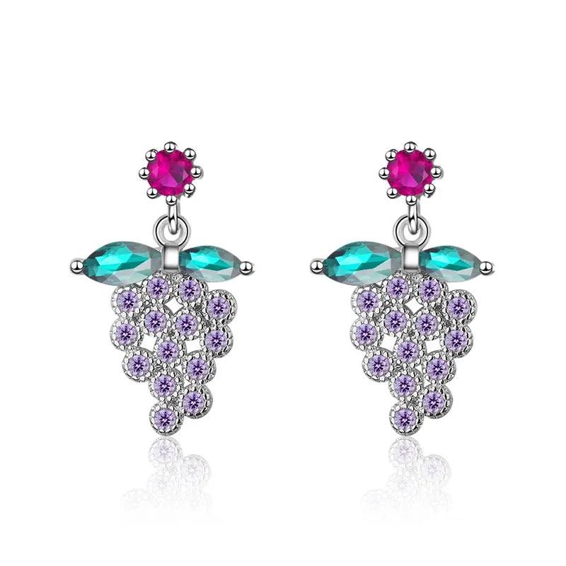 Cellacity Purple Grape Gemstone Earrings 925 Silver Anniversary Gift