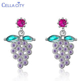 Cellacity Purple Grape Gemstone Earrings 925 Silver Anniversary Gift