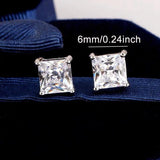 925 Silver Square Stud Earrings Wedding Jewelry