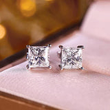 925 Silver Square Stud Earrings Wedding Jewelry