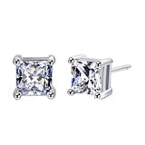 925 Silver Square Stud Earrings Wedding Jewelry