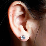 925 Silver Square Stud Earrings Wedding Jewelry