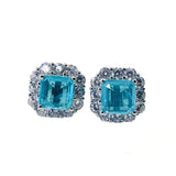 925 Silver Square Earrings Paraiba Tourmaline Wedding Statement Jewelry