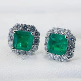 925 Silver Square Earrings Paraiba Tourmaline Wedding Statement Jewelry