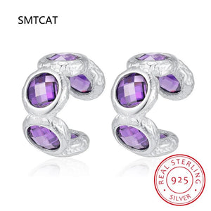 925 Silver Amethyst CZ Ear Cuff Earring